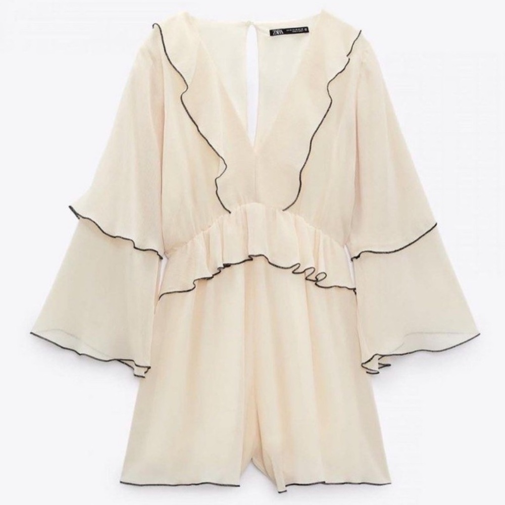 ZARA Bloggers Favorite Ruffled Short Jumpsuit - Picture 7 of 12